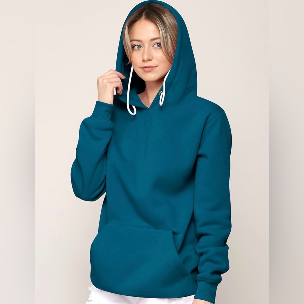 Active Casual Hoodie Long Sleeve Comfortable Lightweight Sweatshirt -teal - Picture 5 of 6